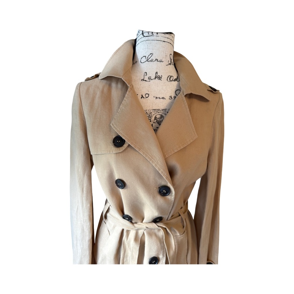 Eva Franco Women’s 100% Linen Trench Coat Size S  Excellent Condition - Picture 3 of 6